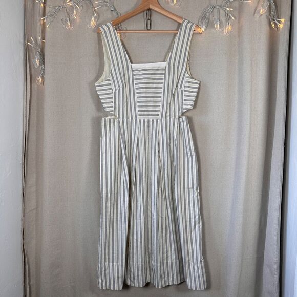 Madewell Cutout Striped Sundress Cream and Black Size 10 - Picture 5 of 15